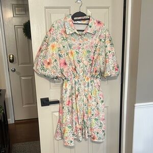 LoveLo Floral Midi Dress in Pastel Pink, Green, Yellow